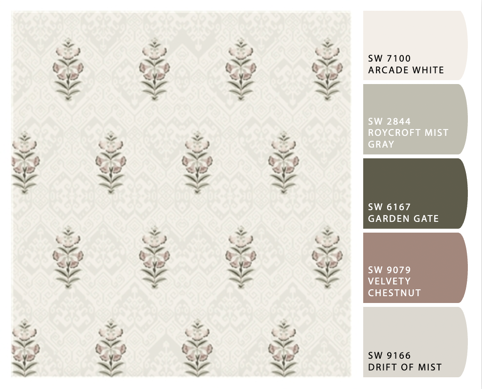 TIP: these paint colors match the Bryton wallpaper perfectly!